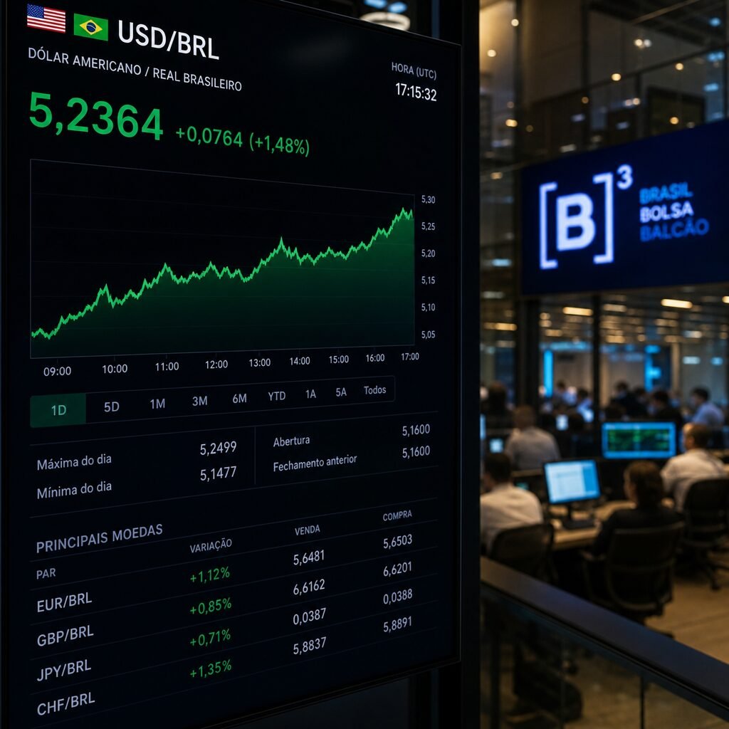 DÓLAR OPERA EM QUEDA E BOLSA SOBE COM FOCO EM DADOS DE INFLAÇÃO NO BRASIL
