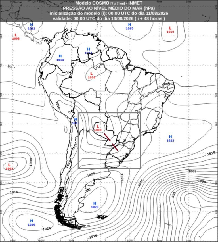 INMET alerta para tempo severo no Sul e baixa umidade no interior
